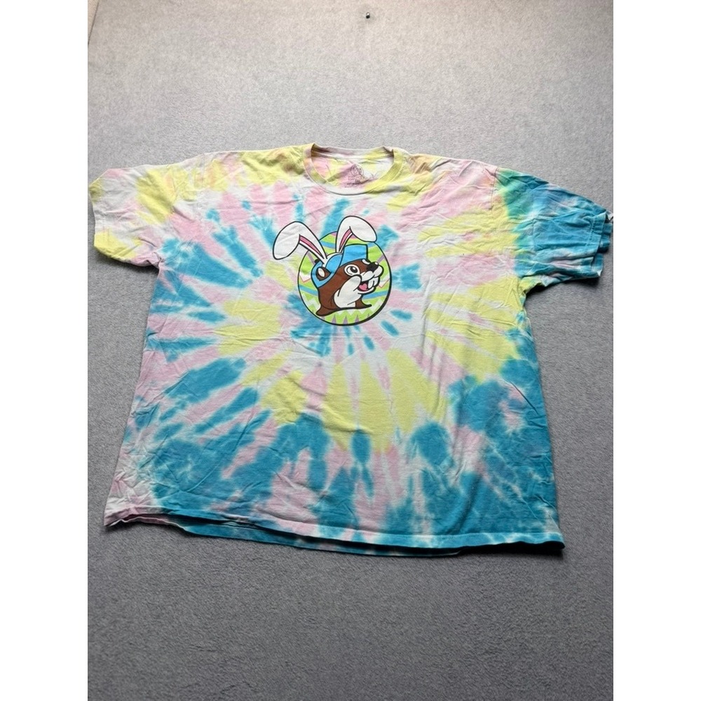 Buc-ee's Tie Dye Easter Bunny Beaver Graphic T-Shirt Mens 3XL Blue Pink Yellow